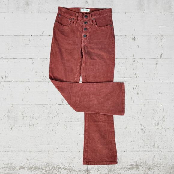 Madewell Terracotta Corduroy Cropped Cali Demi Boot Cut Flare Jeans Size 24 - Picture 1 of 10